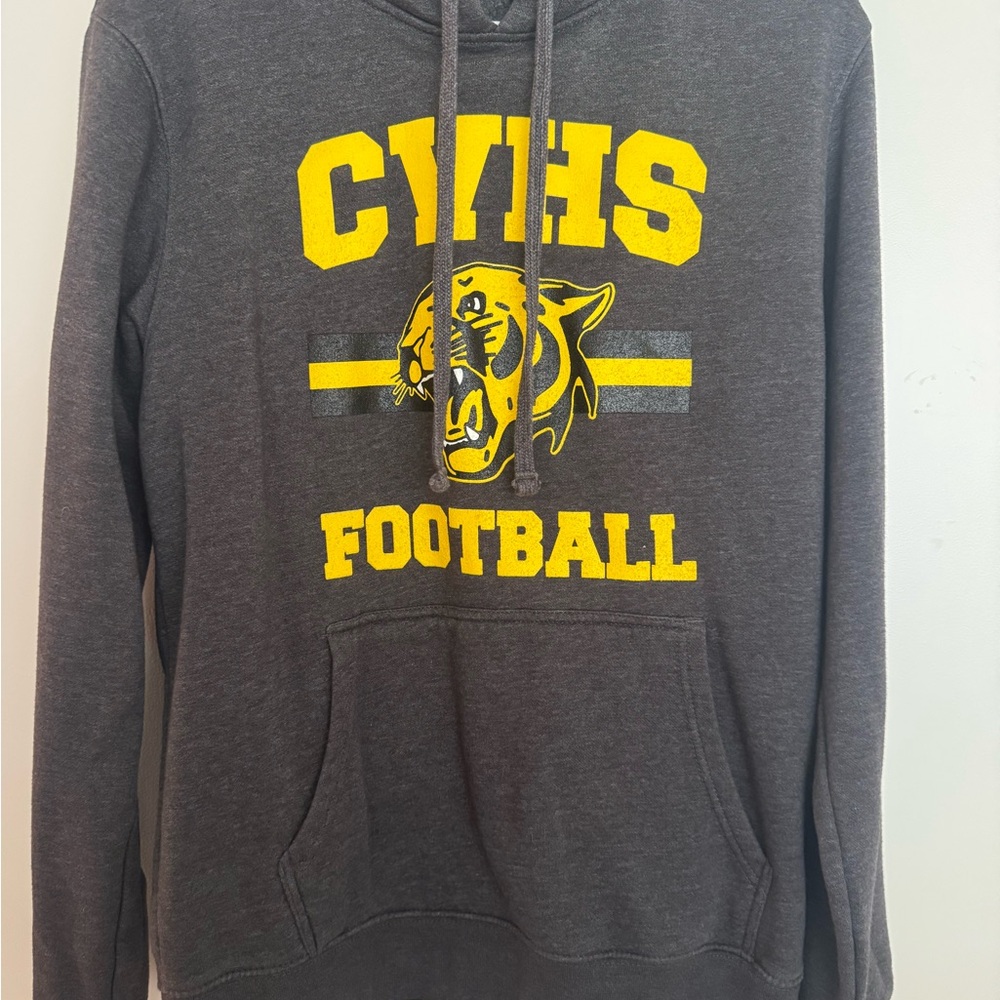 Charcoal Football Hoodie with Yellow Graphic
